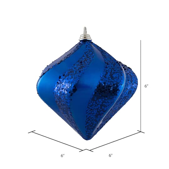 Vickerman 6'' Candy & Glitter Swirl Diamond Christmas Ornament